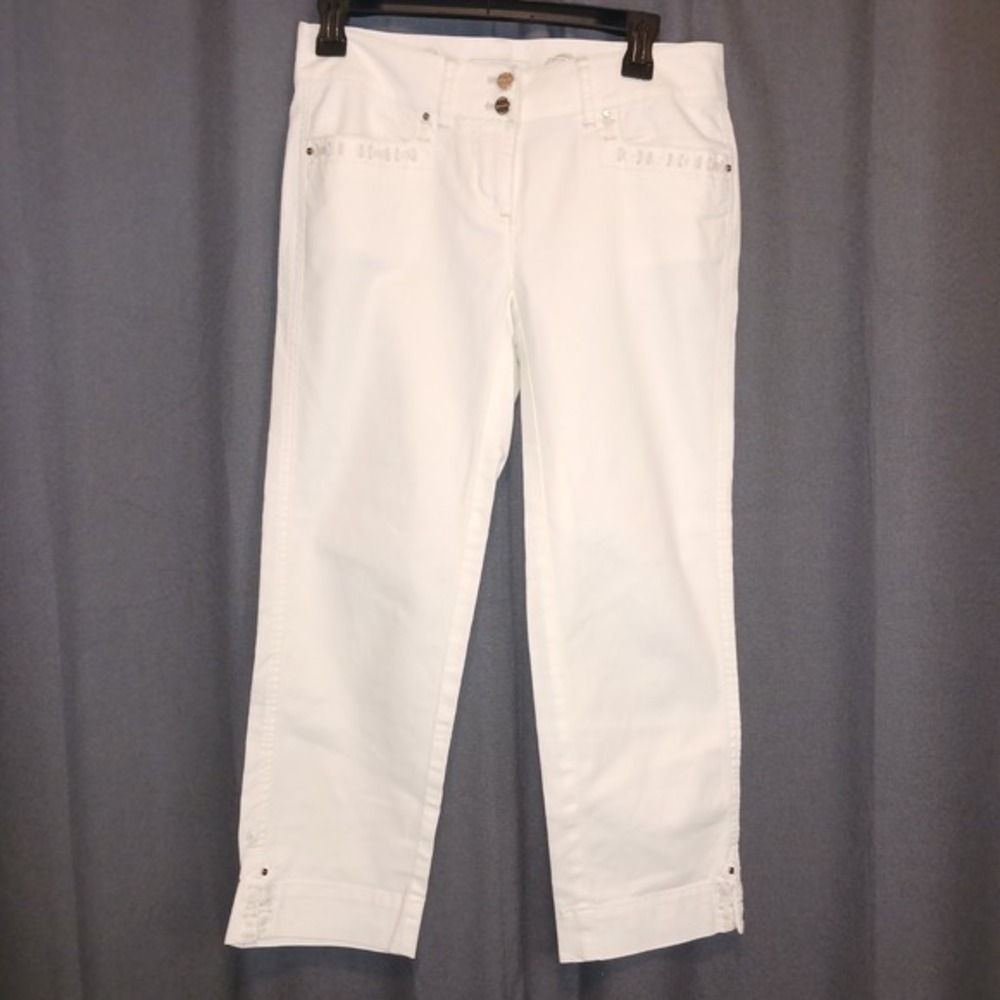 White House‎ Black Market Crop Leg Pants Embellished Pockets Button Fly US 2
